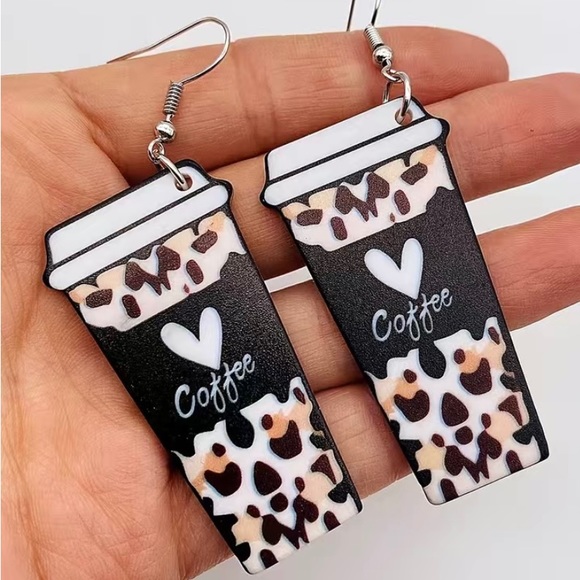 Jewelry - Acrylic coffee earrings. Very cute and lightweight